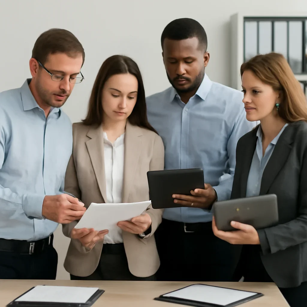 Team reviewing records related to curated official resources for ongoing compliance