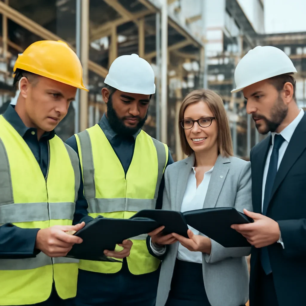 Team reviewing records related to high-level differences for workers on site